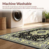 Ultra Soft Area Rug, Non Slip, Stain Resistant, Washable Area Rugs for Living Room, Bedroom, Elegant French Classic Symmetrical Pattern(Black)