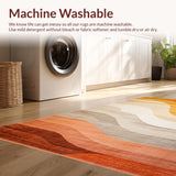 Ultra Soft Area Rug, Non Slip, Stain Resistant, Washable Area Rugs for Living Room, Bedroom, Rustic Textured Rainbow Motif(Beige)