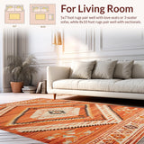 Ultra Soft Area Rug, Non Slip, Stain Resistant, Washable Area Rugs for Living Room, Bedroom, Rustic Orange Geometric Aesthetic(Orange)