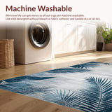 Ultra Soft Area Rug, Non Slip, Stain Resistant, Washable Area Rugs for Living Room, Bedroom, Tropical Leaf Vintage Elegance(Blue)