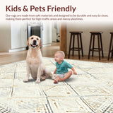 Ultra Soft Area Rug, Non Slip, Stain Resistant, Washable Area Rugs for Living Room, Bedroom, Neutral Taupe Tribal Diamond Area With Subtle Textured(Beige)