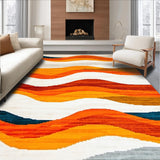 Ultra Soft Area Rug, Non Slip, Stain Resistant, Washable Area Rugs for Living Room, Bedroom, Striking Contemporary Lattice Pattern(Orange)