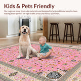 Ultra Soft Area Rug, Non Slip, Stain Resistant, Washable Area Rugs for Living Room, Bedroom, Elegant Floral Patterned Ensemble(Pink)