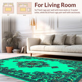Ultra Soft Area Rug, Non Slip, Stain Resistant, Washable Area Rugs for Living Room, Bedroom, Boho Turquoise Bedroom Area Rug for High Traffic(Green)