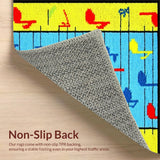 Ultra Soft Area Rug, Non Slip, Stain Resistant, Washable Area Rugs for Living Room, Bedroom, Colorful Child-Friendly Note Design(Blue)