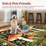 Ultra Soft Area Rug, Non Slip, Stain Resistant, Washable Area Rugs for Living Room, Bedroom, Charming Springtime Whimsy Design(Black)