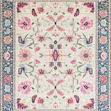 Ultra Soft Area Rug, Non Slip, Stain Resistant, Washable Area Rugs for Living Room, Bedroom, Chic Stained Glass Inspired Motif(Ivory)