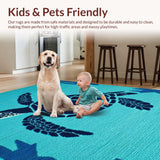 Ultra Soft Area Rug, Non Slip, Stain Resistant, Washable Area Rugs for Living Room, Bedroom, Charming Marine Animal Aesthetic(Blue)