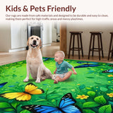Ultra Soft Area Rug, Non Slip, Stain Resistant, Washable Area Rugs for Living Room, Bedroom, Whimsical Green Insect Patterned Piece(Green)