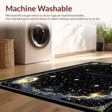 Ultra Soft Area Rug, Non Slip, Stain Resistant, Washable Area Rugs for Living Room, Bedroom, Haunting Star-Dusted Minimalism(Black)