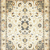 Ultra Soft Area Rug, Non Slip, Stain Resistant, Washable Area Rugs for Living Room, Bedroom, Heritage Inspired Area With Traditional Ornamental Motifs(White)