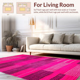 Ultra Soft Area Rug, Non Slip, Stain Resistant, Washable Area Rugs for Living Room, Bedroom, Chic Pastel Zebra Pattern(Pink)