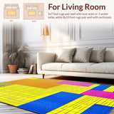 Ultra Soft Area Rug, Non Slip, Stain Resistant, Washable Area Rugs for Living Room, Bedroom, Lively Symmetrical Patterned Accent(Yellow)