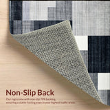 Ultra Soft Area Rug, Non Slip, Stain Resistant, Washable Area Rugs for Living Room, Bedroom, Contemporary Abstract Grey Tones(Blue)