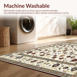 Ultra Soft Area Rug, Non Slip, Stain Resistant, Washable Area Rugs for Living Room, Bedroom, Vintage Boho Kitchen Runner(White)