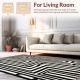 Ultra Soft Area Rug, Non Slip, Stain Resistant, Washable Area Rugs for Living Room, Bedroom, Chic Abstract Animal Print Aesthetic(Black)