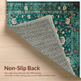 Ultra Soft Area Rug, Non Slip, Stain Resistant, Washable Area Rugs for Living Room, Bedroom, Retro Vintage Non-Slip Dining Area Carpet(Green)