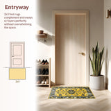 Ultra Soft Area Rug, Non Slip, Stain Resistant, Washable Area Rugs for Living Room, Bedroom, Rustic Vintage Symmetrical Style(Gold)
