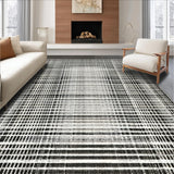 Ultra Soft Area Rug, Non Slip, Stain Resistant, Washable Area Rugs for Living Room, Bedroom, Shadow Dance Rug: Dynamic Black & White Striped Floor Covering(Black)