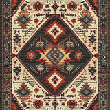 Ultra Soft Area Rug, Non Slip, Stain Resistant, Washable Area Rugs for Living Room, Bedroom, Rustic Earthy Geometric Design(Red)