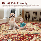 Ultra Soft Area Rug, Non Slip, Stain Resistant, Washable Area Rugs for Living Room, Bedroom, Cozy Earth Tone Motif(Red)