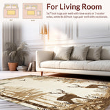 Ultra Soft Area Rug, Non Slip, Stain Resistant, Washable Area Rugs for Living Room, Bedroom, Chic Minimalist Animal Silhouette(Beige)