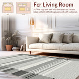 Ultra Soft Area Rug, Non Slip, Stain Resistant, Washable Area Rugs for Living Room, Bedroom, Fashionable Linear Design Elements(Gray)