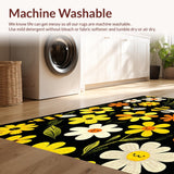 Ultra Soft Area Rug, Non Slip, Stain Resistant, Washable Area Rugs for Living Room, Bedroom, Charming Bee Floral Arrangement(Yellow)
