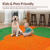Ultra Soft Area Rug, Non Slip, Stain Resistant, Washable Area Rugs for Living Room, Bedroom, Colorful Abstract Kids Playroom Non-Shedding Carpet(Orange)