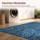 Ultra Soft Area Rug, Non Slip, Stain Resistant, Washable Area Rugs for Living Room, Bedroom, Contemporary Geometric Design Runner Area with Dynamic Shapes(Blue)