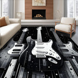 Ultra Soft Area Rug, Non Slip, Stain Resistant, Washable Area Rugs for Living Room, Bedroom, Modern 3D Guitar Artistry(Gray)