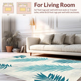 Ultra Soft Area Rug, Non Slip, Stain Resistant, Washable Area Rugs for Living Room, Bedroom, Chic Aqua Tones with Leaf Patterns(Blue)