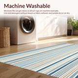 Ultra Soft Area Rug, Non Slip, Stain Resistant, Washable Area Rugs for Living Room, Bedroom, Azure Horizon Collection Striped Dune Area(Blue)