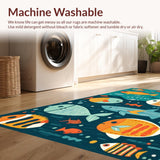 Ultra Soft Area Rug, Non Slip, Stain Resistant, Washable Area Rugs for Living Room, Bedroom, Whimsical Marine Creature Aesthetic(Blue)