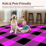 Ultra Soft Area Rug, Non Slip, Stain Resistant, Washable Area Rugs for Living Room, Bedroom, Stylish Modern Plaid Fusion(Purple)