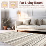 Ultra Soft Area Rug, Non Slip, Stain Resistant, Washable Area Rugs for Living Room, Bedroom, Sophisticated Minimalist Striped Palette(Gray)