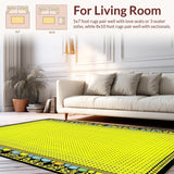 Ultra Soft Area Rug, Non Slip, Stain Resistant, Washable Area Rugs for Living Room, Bedroom, Eclectic Scalloped Edge Decor(Yellow)