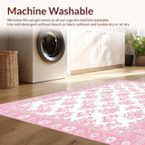 Ultra Soft Area Rug, Non Slip, Stain Resistant, Washable Area Rugs for Living Room, Bedroom, Stylish Soft-Toned Floral Elegance(White)