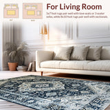 Contemporary Black and Ivory Medallion(Blue)