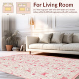 Ultra Soft Area Rug, Non Slip, Stain Resistant, Washable Area Rugs for Living Room, Bedroom, Blush Bow and Cherry Accent Rug Pattern(Pink)