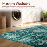Ultra Soft Area Rug, Non Slip, Stain Resistant, Washable Area Rugs for Living Room, Bedroom, Vibrant Geometric Motif Fusion(Blue)