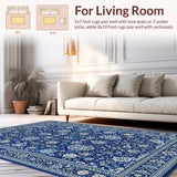 Ultra Soft Area Rug, Non Slip, Stain Resistant, Washable Area Rugs for Living Room, Bedroom, Dainty Ribbon Motif Washable Carpet With Stain Resistant Surface Design(Blue)