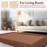 Ultra Soft Area Rug, Non Slip, Stain Resistant, Washable Area Rugs for Living Room, Bedroom, Charming Multicolor Textured Weave(Brown)