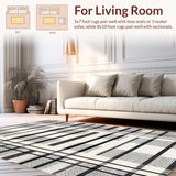 Ultra Soft Area Rug, Non Slip, Stain Resistant, Washable Area Rugs for Living Room, Bedroom, Modern Abstract Linear Weave Rug Featuring Black and White Intersecting Stripes(Gray)