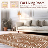 Ultra Soft Area Rug, Non Slip, Stain Resistant, Washable Area Rugs for Living Room, Bedroom, Machine Washable Farmhouse Bedroom Low Pile Rug(Brown)