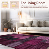 Ultra Soft Area Rug, Non Slip, Stain Resistant, Washable Area Rugs for Living Room, Bedroom, Lively Whimsical Stripe Design(Purple)
