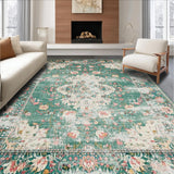 Ultra Soft Area Rug, Non Slip, Stain Resistant, Washable Area Rugs for Living Room, Bedroom, Vintage Inspired Green Aesthetic(Green)