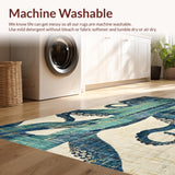 Ultra Soft Area Rug, Non Slip, Stain Resistant, Washable Area Rugs for Living Room, Bedroom, Abstract Tentacled Floor Rug: Modern Geometric Design(Blue)