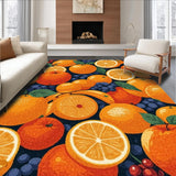 Ultra Soft Area Rug, Non Slip, Stain Resistant, Washable Area Rugs for Living Room, Bedroom, Lively Citrus Splash Decor(Orange)