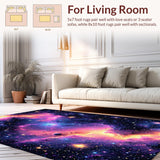Ultra Soft Area Rug, Non Slip, Stain Resistant, Washable Area Rugs for Living Room, Bedroom, Planet Earth Kids Playroom Space-Themed Carpet(Purple)